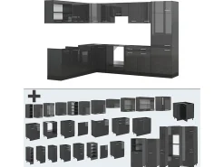 Cocina esquinera antracita brillo intenso/antracita 287x46x81.6 r-line