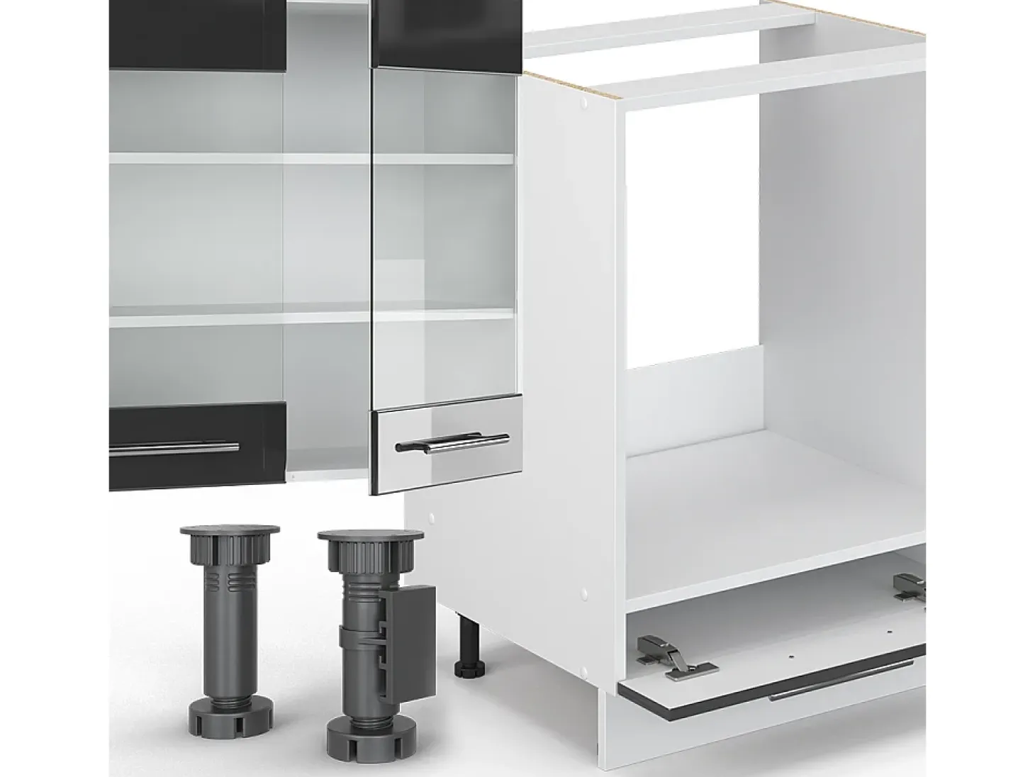 Cocina esquinera antracita brillo intenso/blanco 347x60x81.6 fame-line