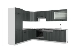 Cocina esquinera antracita casa de campo/blanco 287x60x81.6 fame-line