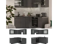 Cocina esquinera antracita-oro landhaus 190x60x81.6 fame-line