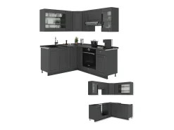 Cocina esquinera antracita-oro landhaus 190x60x81.6 fame-line