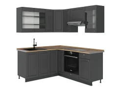 Cocina esquinera antracita-oro landhaus 190x60x81.6 fame-line
