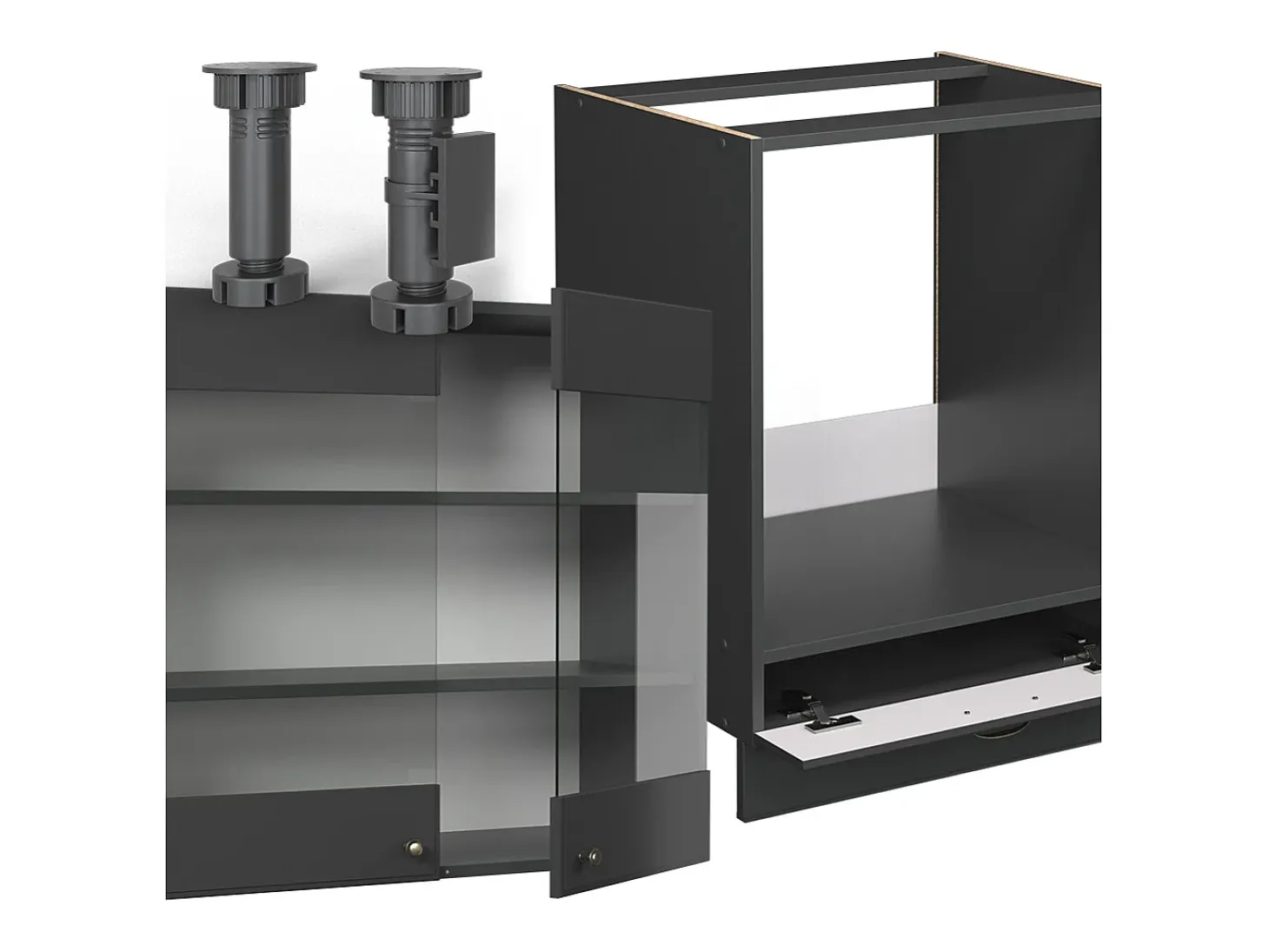 Cocina esquinera antracita-oro landhaus 190x60x81.6 fame-line