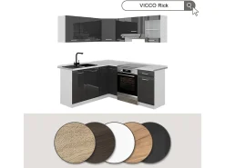 Cocina esquinera antracita brillo intenso/blanco 190x60x81.6 rick