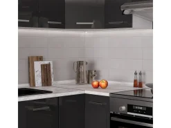 Cocina esquinera antracita brillo intenso/blanco 190x60x81.6 rick