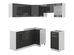 Cocina esquinera antracita brillo intenso/blanco 190x60x81.6 rick