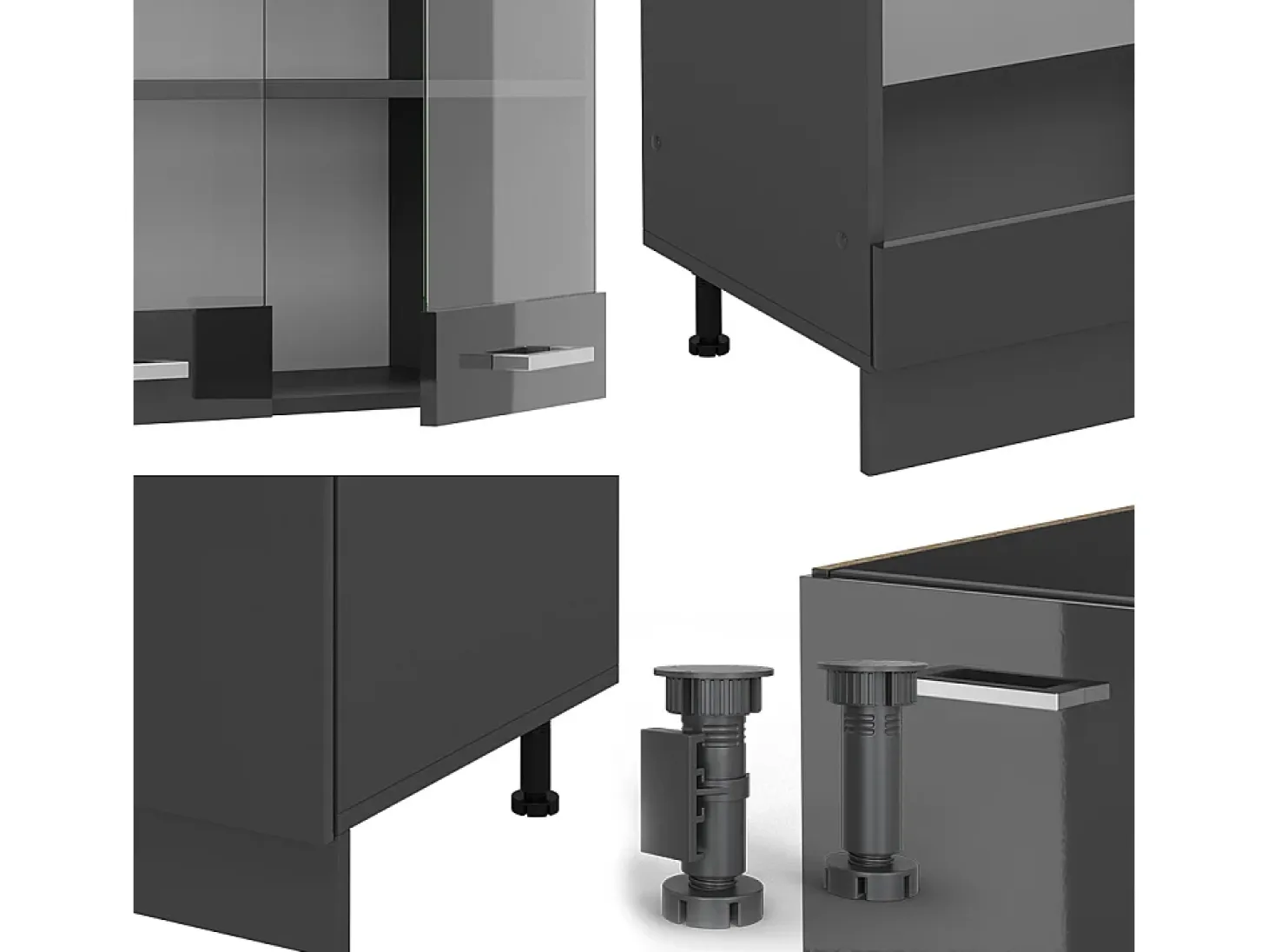 Cocina esquinera antracita brillo intenso/antracita 287x60x81.6 r-line