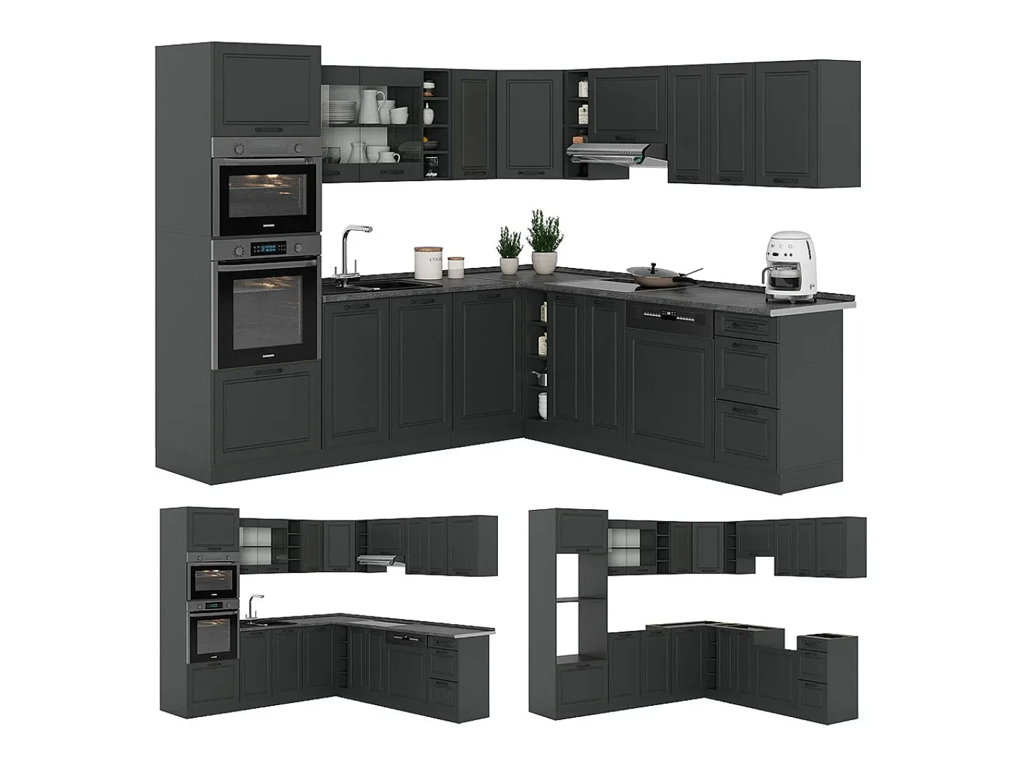 Cocina esquinera antracita casa de campo/antracita 247x60x81.6 r-line