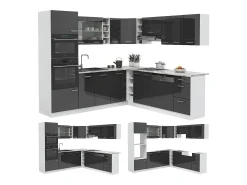 Cocina esquinera antracita brillo intenso/blanco 247x60x81.6 r-line