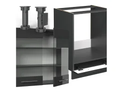 Cocina esquinera antracita alto brillo 190x60x81.6 fame-line