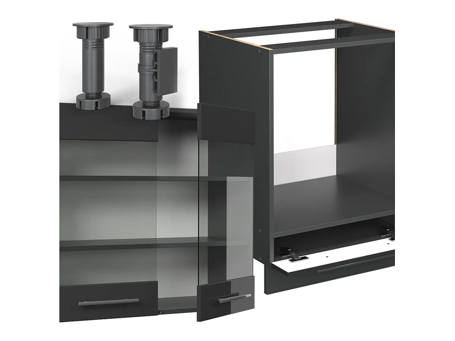 Cocina esquinera antracita alto brillo 190x60x81.6 fame-line