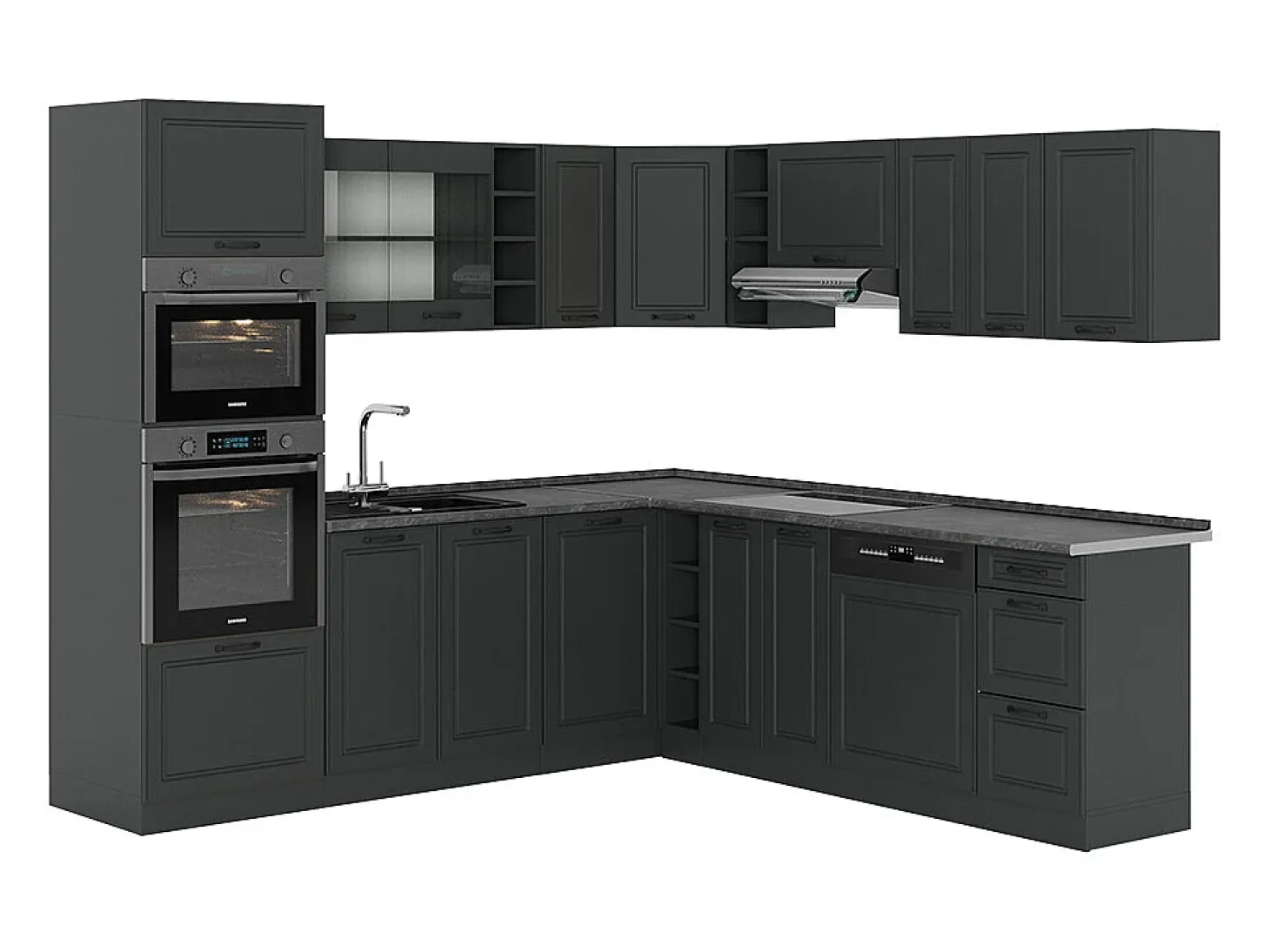 Cocina esquinera antracita casa de campo/antracita 247x46x81.6 r-line