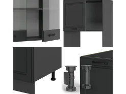 Cocina esquinera antracita casa de campo/antracita 247x46x81.6 r-line