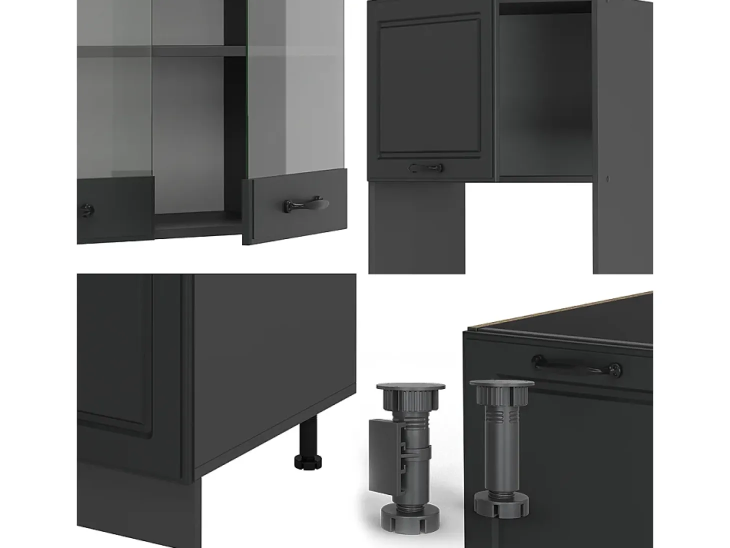 Cocina esquinera antracita casa de campo/antracita 247x46x81.6 r-line