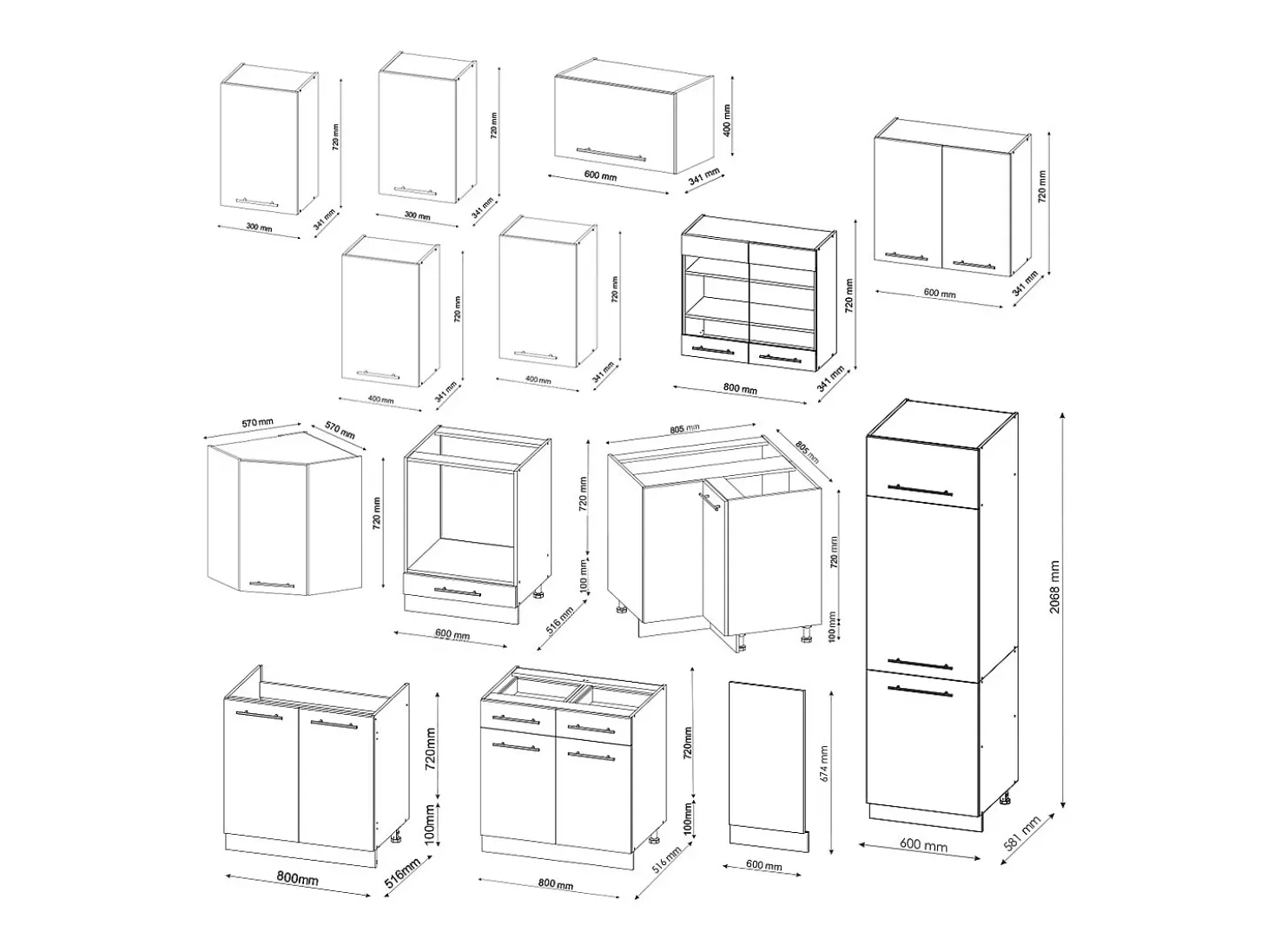 Cocina esquinera antracita alto brillo 287x46x81.6 fame-line