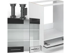 Cocina esquinera antracita alto brillo 287x46x81.6 fame-line