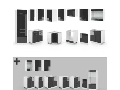 Cocina esquinera antracita alto brillo 287x46x81.6 fame-line