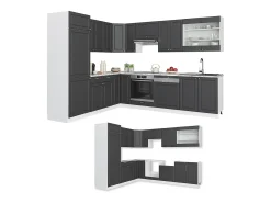 Cocina esquinera antracita-oro/blanco 287x60x81.6 fame-line