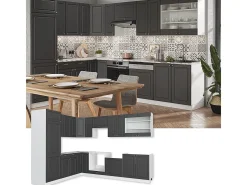 Cocina esquinera antracita-oro/blanco 287x60x81.6 fame-line