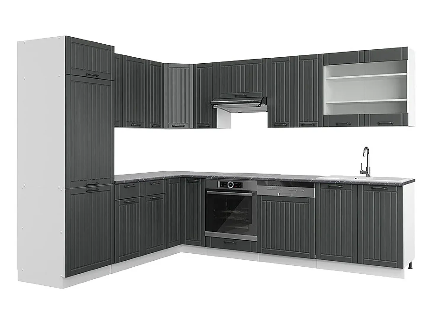 Cocina esquinera antracita casa de campo/blanco 287x60x81.6 fame-line