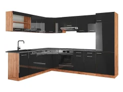 Cocina esquinera antracita brillo intenso/roble dorado eléctrico 287x60x81.6 r-line