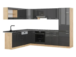 Cocina esquinera antracita brillo intenso/roble dorado eléctrico 287x60x81.6 r-line