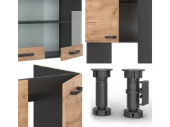 Cocina esquinera antracita/roble dorado 247x60x81.6 r-line