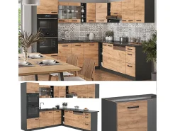 Cocina esquinera antracita/roble dorado 247x60x81.6 r-line