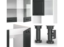 Cocina esquinera antracita casa de campo/blanco 247x60x81.6 r-line