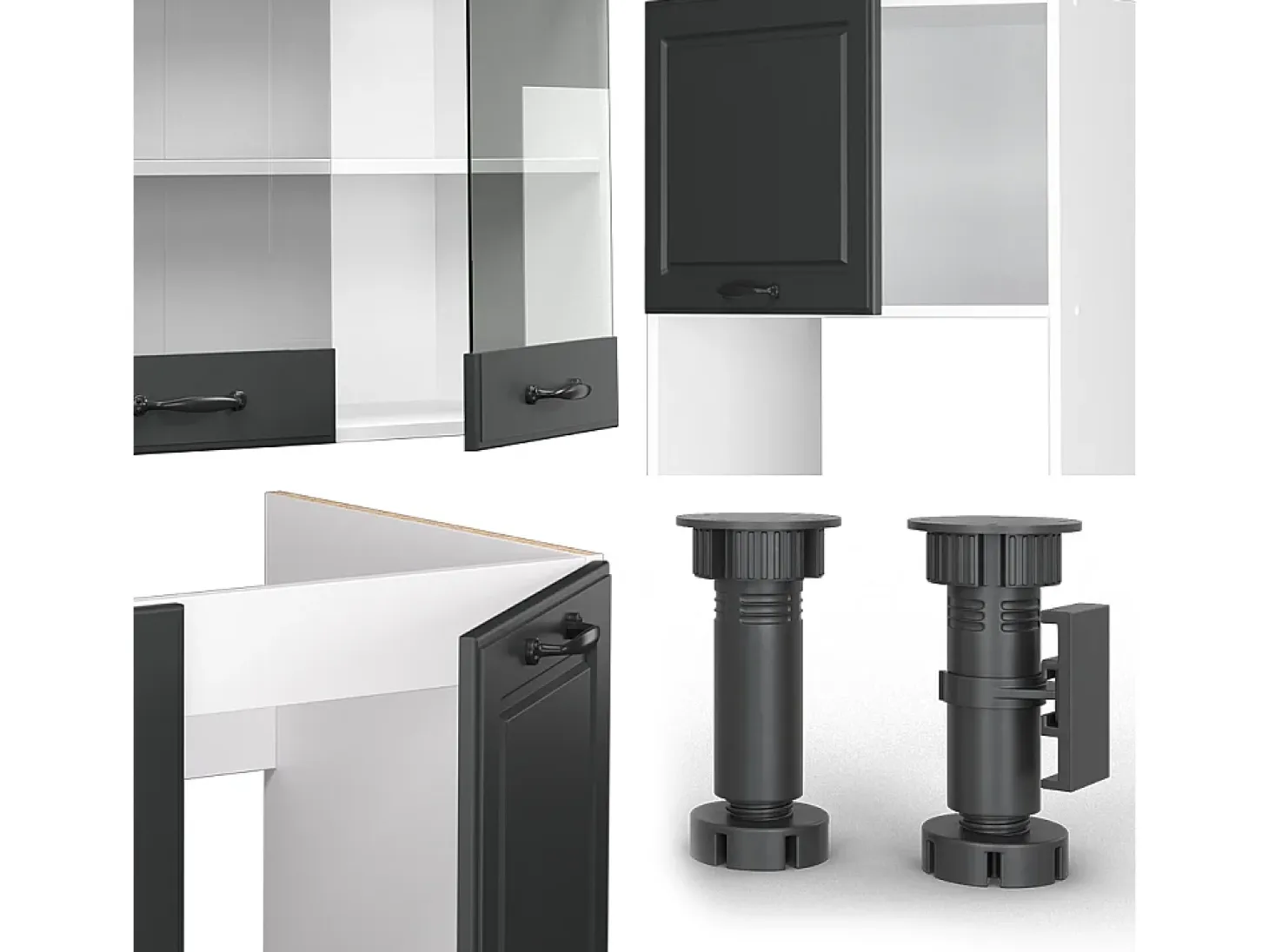 Cocina esquinera antracita casa de campo/blanco 247x60x81.6 r-line