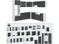 Cocina esquinera antracita casa de campo/blanco 247x60x81.6 r-line