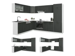 Cocina esquinera antracita casa de campo/blanco 287x60x81.6 r-line