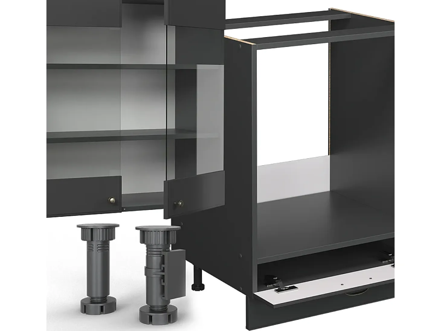 Cocina esquinera antracita-oro landhaus 347x60x81.6 fame-line