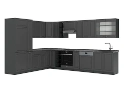 Cocina esquinera antracita-oro landhaus 347x60x81.6 fame-line