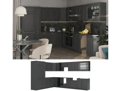 Cocina esquinera antracita-oro landhaus 347x60x81.6 fame-line