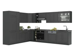 Cocina esquinera antracita-oro landhaus 347x60x81.6 fame-line