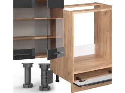 Cocina esquinera antracita brillo intenso/roble dorado eléctrico 347x60x81.6 fame-line