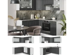 Cocina esquinera antracita-oro/blanco 190x60x81.6 fame-line