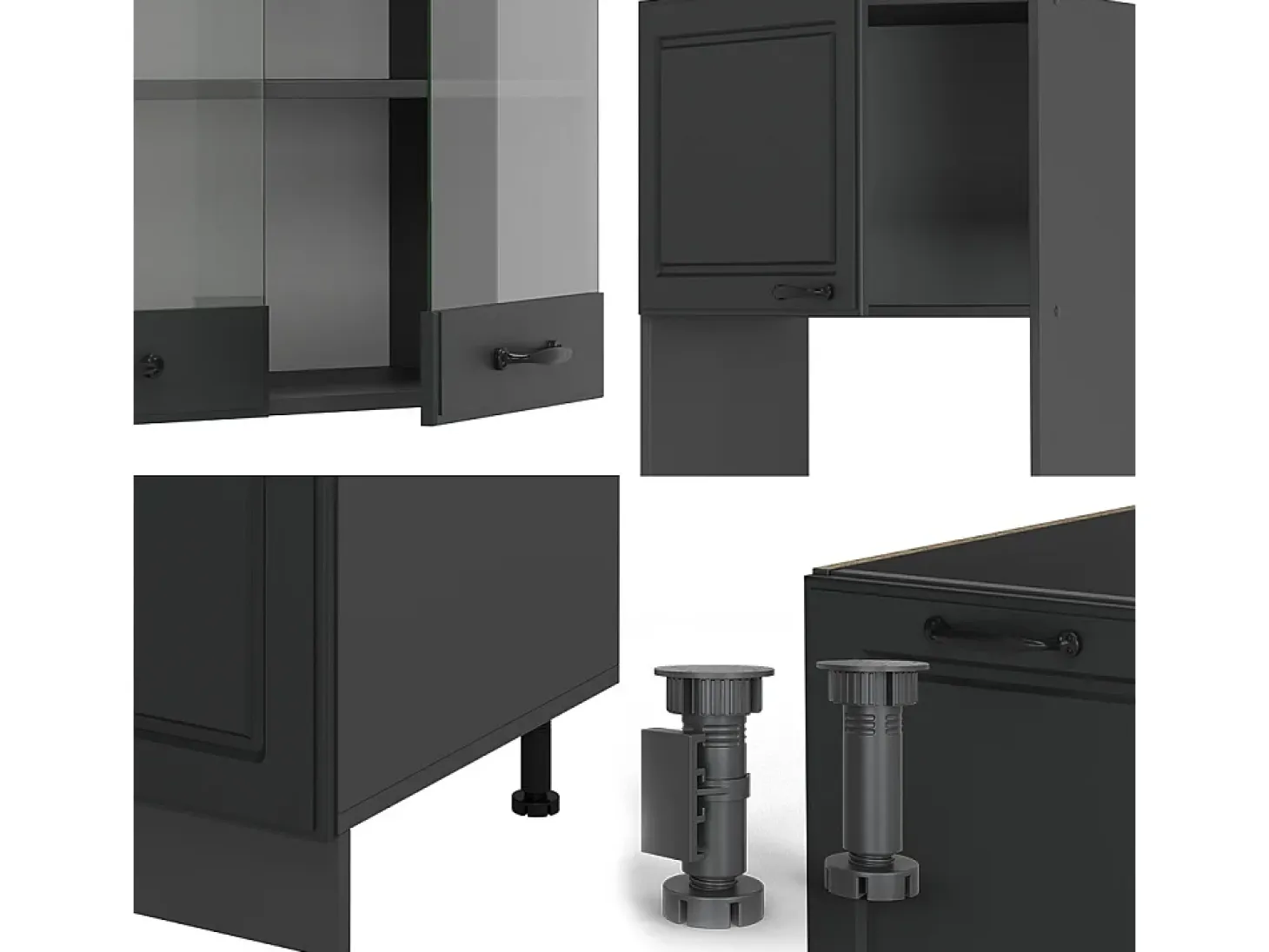 Cocina esquinera antracita casa de campo/antracita 247x60x81.6 r-line