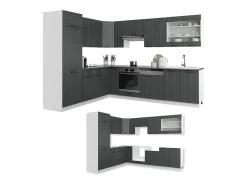 Cocina esquinera antracita casa de campo/blanco 287x46x81.6 fame-line
