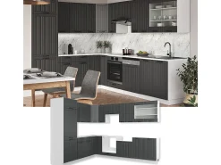 Cocina esquinera antracita casa de campo/blanco 287x46x81.6 fame-line