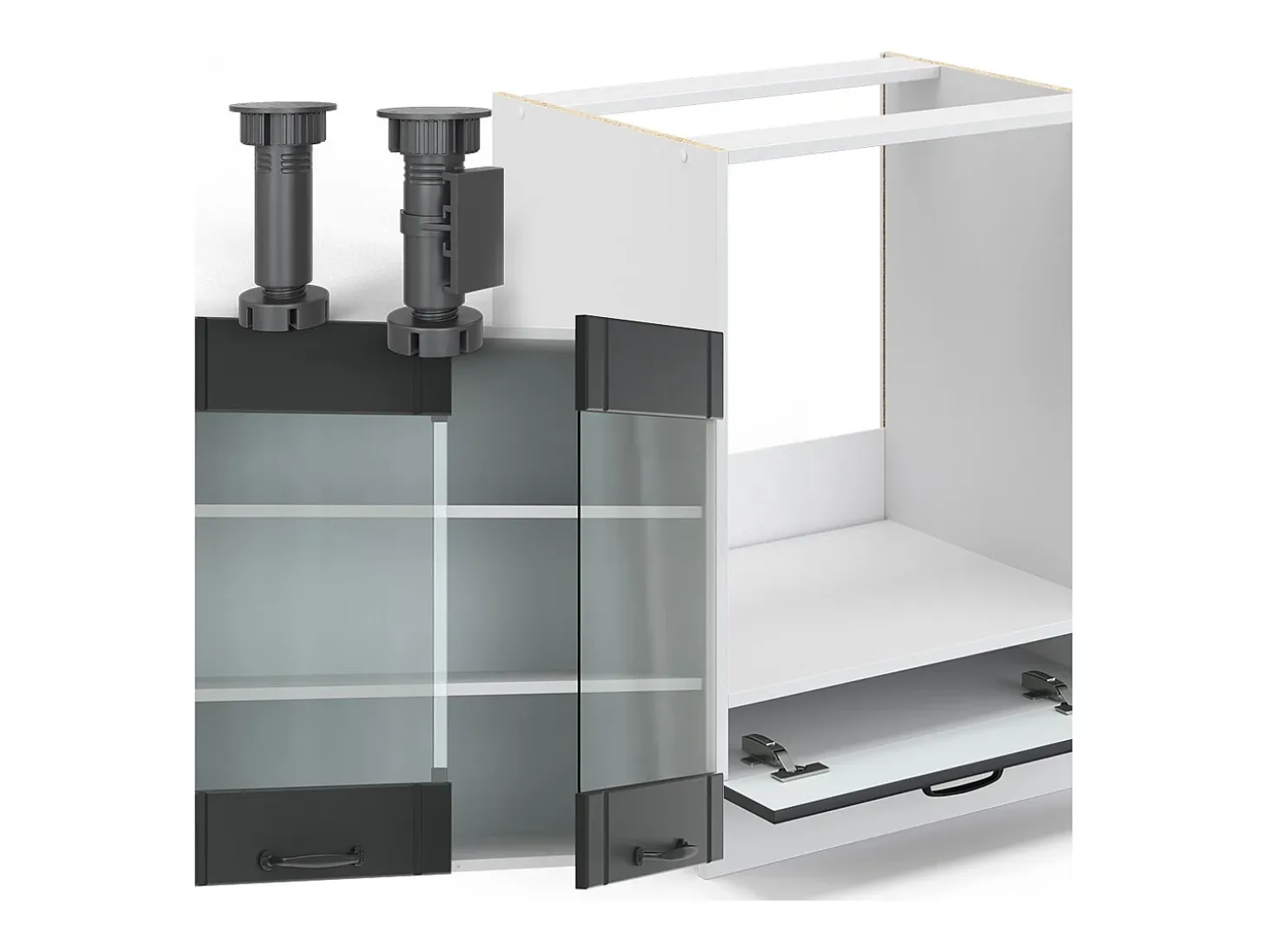 Cocina esquinera antracita casa de campo/blanco 287x46x81.6 fame-line