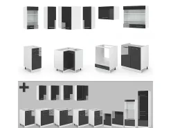 Cocina esquinera antracita brillo intenso/blanco 190x60x81.6 fame-line