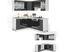 Cocina esquinera antracita brillo intenso/blanco 190x60x81.6 fame-line