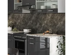 Cocina esquinera antracita brillo intenso/blanco 270x60x81.6 rick