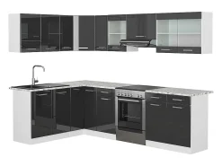 Cocina esquinera antracita brillo intenso/blanco 270x60x81.6 rick