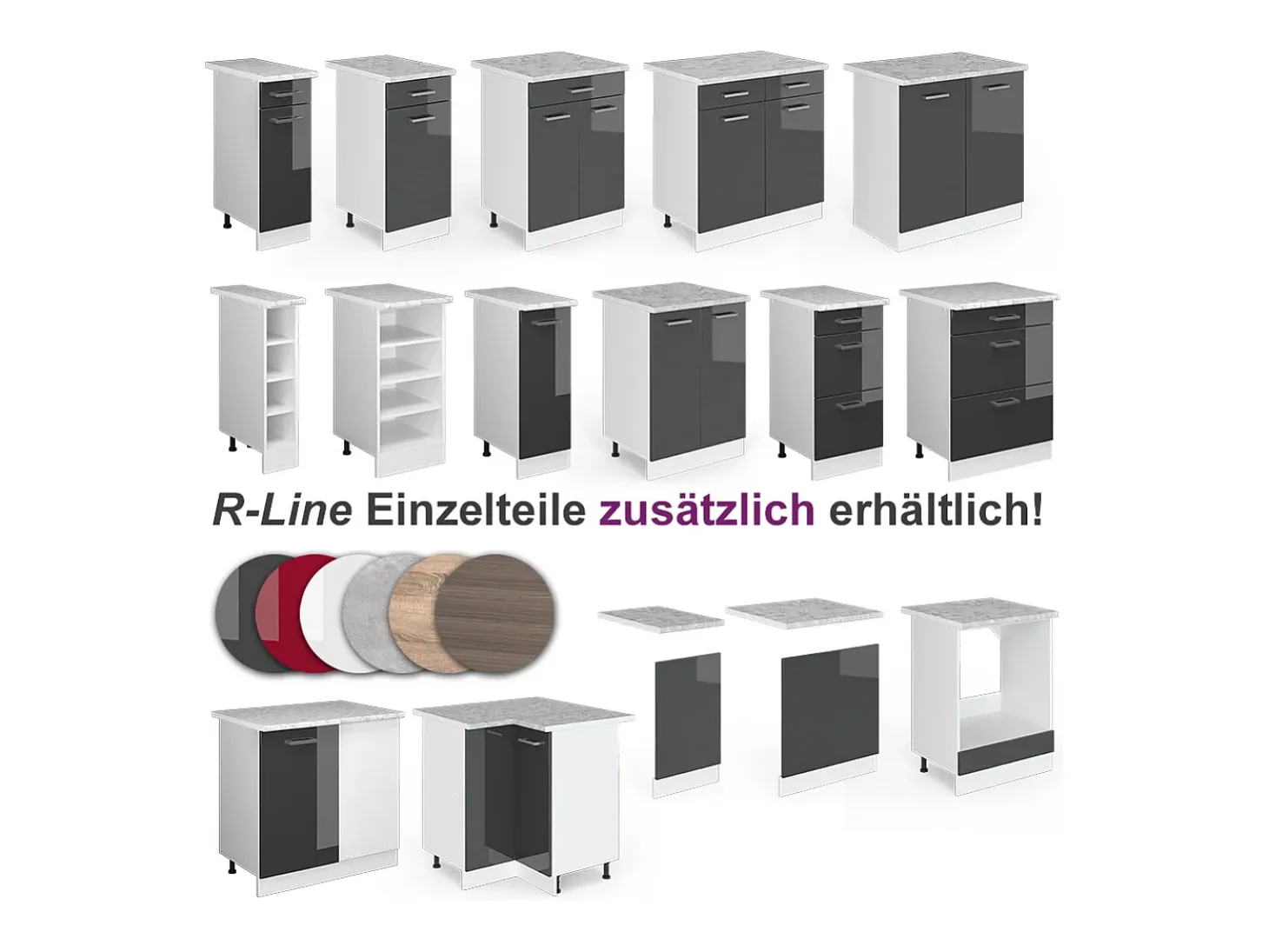 Cocina esquinera antracita brillo intenso/blanco 270x60x81.6 rick