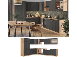 Cocina esquinera antracita casa de campo/roble kraft dorado 347x46x81.6 fame-line
