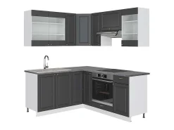 Cocina esquinera antracita-oro/blanco 190x60x81.6 fame-line