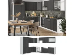 Cocina esquinera antracita-oro/blanco 347x60x81.6 fame-line
